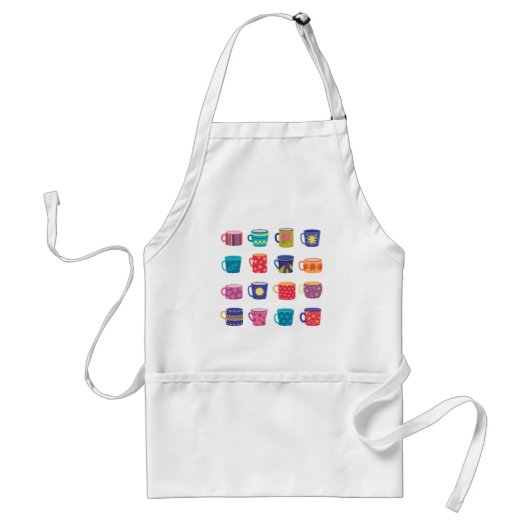Kleurrijke Fun Patterned Coffee Mok Set Standaard Schort (Voorkant)