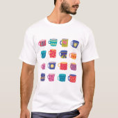 Kleurrijke Fun Patterned Coffee Mok Set T-shirt (Voorkant)