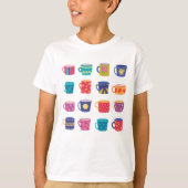 Kleurrijke Fun Patterned Coffee Mok Set T-shirt (Voorkant)