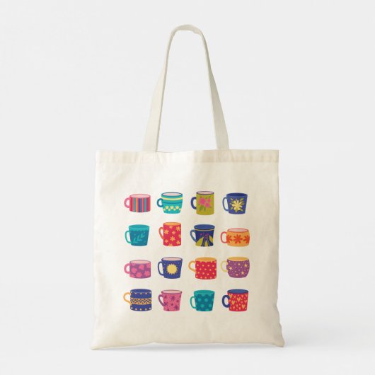 Kleurrijke Fun Patterned Coffee Mok Set Tote Bag (Achterkant)