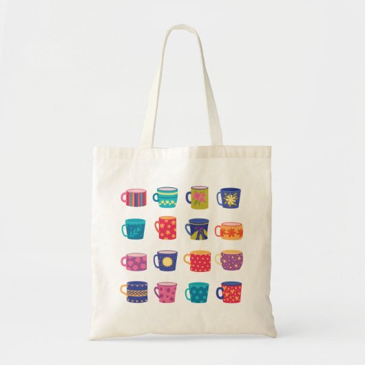 Kleurrijke Fun Patterned Coffee Mok Set Tote Bag (Voorkant)