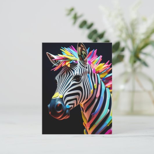 Kleurrijke Fun Zebra Briefkaart (Staand voorkant)