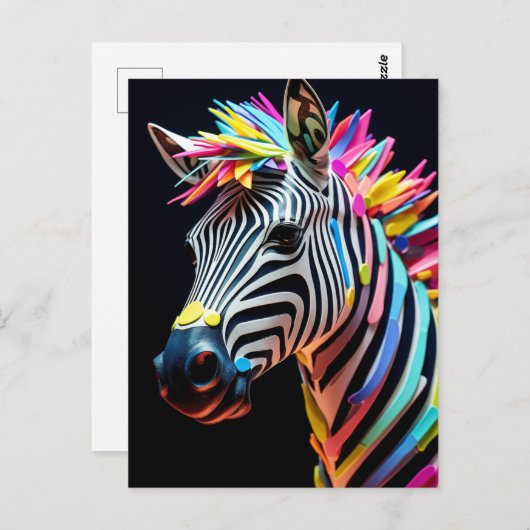 Kleurrijke Fun Zebra Briefkaart (Voorkant / Achterkant)