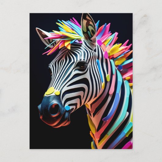 Kleurrijke Fun Zebra Briefkaart (Voorkant)