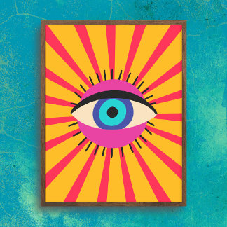 Kleurrijke Funky Evil Eye Poster