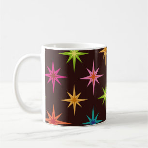 Kleurrijke Funky Mid Century Atomaire Steruitbarst Koffiemok