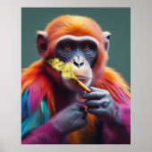 Kleurrijke Funky Monkey met een sigaar Poster (Voorkant)
