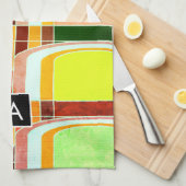 Kleurrijke Funky Retro geïnspireerd Theedoek (Quarter Fold)