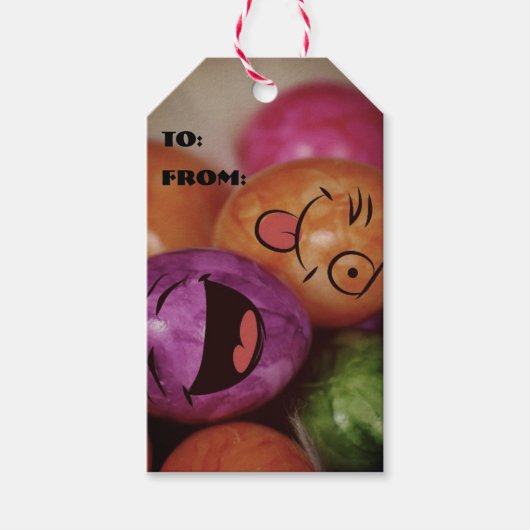 Kleurrijke Funny Easter Eggs Paper Borden Cadeaulabel (Voorkant)