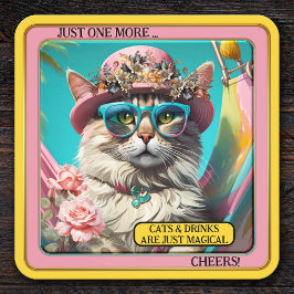 Kleurrijke Funny Magical Cat Onderzetter