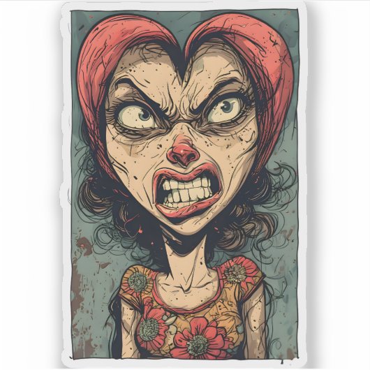 Kleurrijke Fury, FunnyTee,  Sticker (Voorkant)