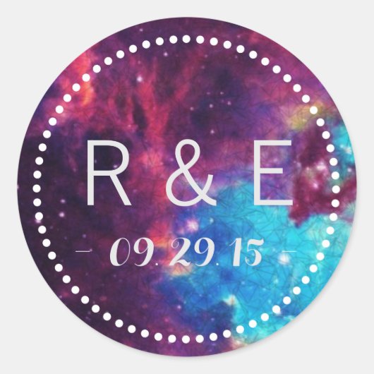 Kleurrijke Galaxy bruiloft gunst Stickers (Voorkant)