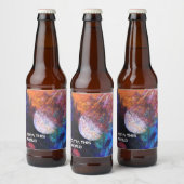 Kleurrijke galaxy Space Painting Cool Bier Etiket (Flessen)