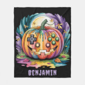 Kleurrijke Gamer Pumpkin Halloween Bash Gift Fleece Deken (Voorkant)