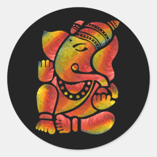 Kleurrijke Ganesha-schilderijen Ronde Sticker