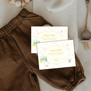 Kleurrijke Gans Ballon Luier Raffle Baby Shower Informatiekaartje
