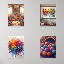 Kleurrijke garenwandkunst - Levendig haak- en brei