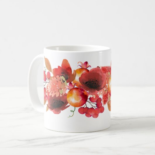 Kleurrijke Garland van Vruchten, Bessen en Bloemen Koffiemok (Voorkant links)