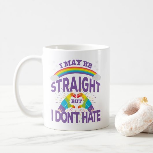Kleurrijke Gay Pride Straight, maar niet haten Koffiemok (Met donut)