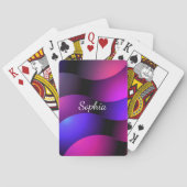 Kleurrijke gebogen vormen, witte scriptnaam pokerkaarten (Achterkant)