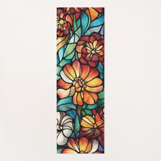 Kleurrijke Gebrandschilderde Bloem Yoga Mat