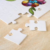 Kleurrijke gebrandschilderde glazen vlinder met bl legpuzzel (Zijkant)