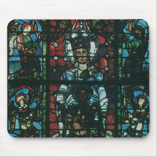 Kleurrijke gebrandschilderde kerkramen uit het ver muismat