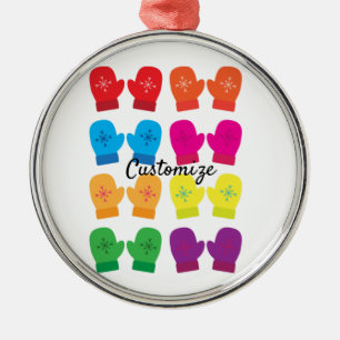 Kleurrijke Gebreide Handschoenen Thunder_Cove Metalen Ornament