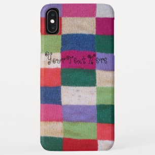Kleurrijke gebreide patchwork vierkanten leuk  iPhone XS max hoesje