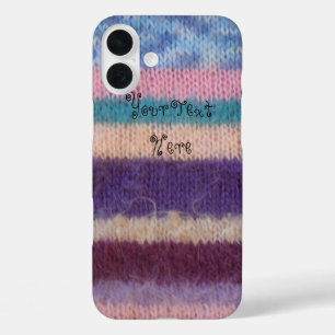kleurrijke gebreide strepen, plezier iPhone 16 plus hoesje
