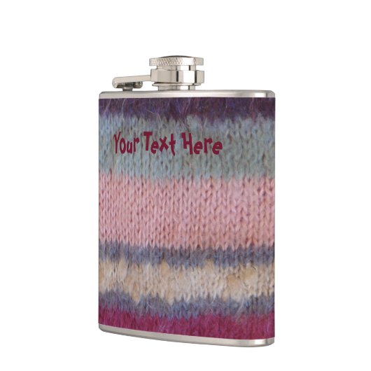 kleurrijke gebreide strepen, stijlvol design heupfles (Links)