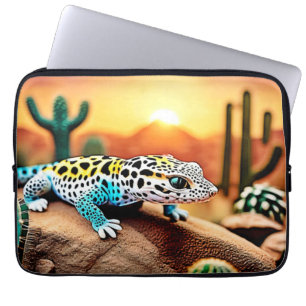 Kleurrijke Gecko Rocks Design Laptop Sleeve