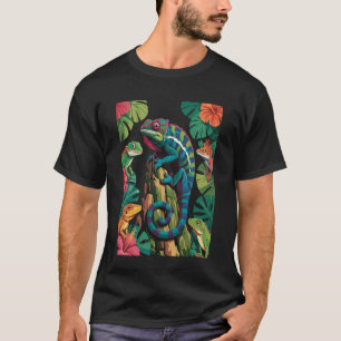 Kleurrijke Geckos Ontwerp Coole Kameleon Hagedis L T-shirt
