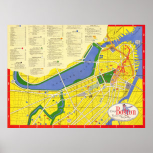 Kleurrijke gedetailleerde vintage plattegrond van poster