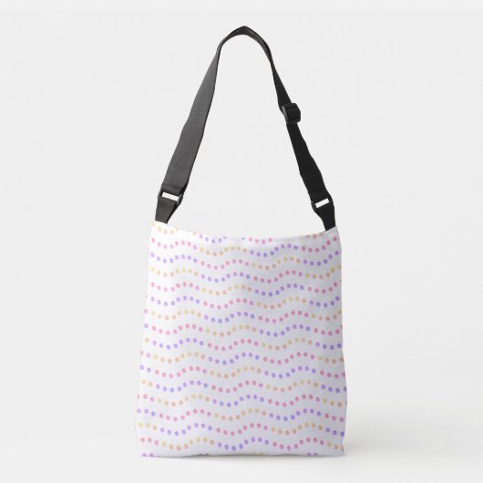 Kleurrijke gedopte Wavy Lines Crossbody Tas (Voorkant)