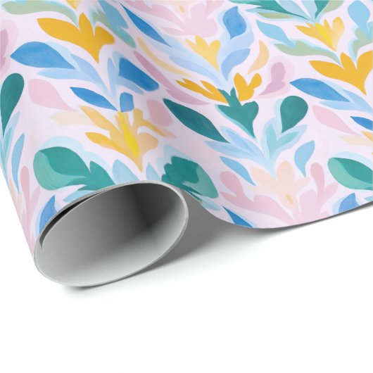 Kleurrijke gedurfde blauwe roze moderne vormen pat cadeaupapier (Rol Hoek)