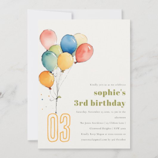 Kleurrijke Geel Rood Groene Ballonnen Kinderen Ver Kaart (Voorkant)