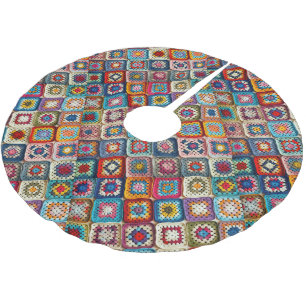 Kleurrijke gehaakte Granny Square Quilt Kerstboom Rok