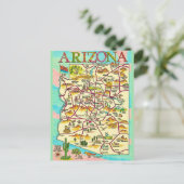 Kleurrijke geïllustreerde Arizona kaart (Staand voorkant)