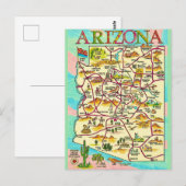 Kleurrijke geïllustreerde Arizona kaart (Voorkant / Achterkant)
