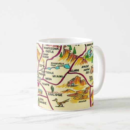 Kleurrijke geïllustreerde Arizona kaart Mok (Voorkant rechts)