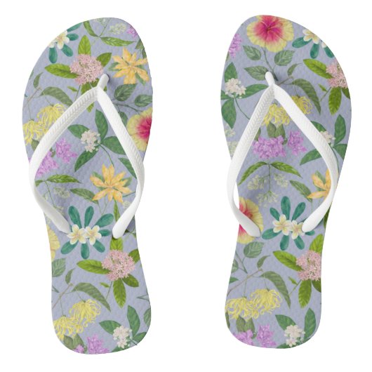 Kleurrijke geïllustreerde tropische bloemen patroo teenslippers (Voetbed)