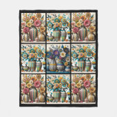 Kleurrijke  geïnspireerde Floral Quilt Pattern Fleece Deken (Voorkant)