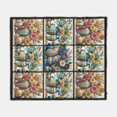 Kleurrijke  geïnspireerde Floral Quilt Pattern Fleece Deken (Voorkant (Horizontaal))