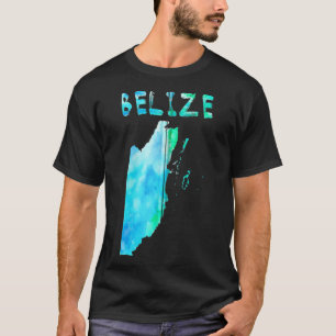 Kleurrijke geïsoleerde Belize-kaart in waterverf,  T-shirt