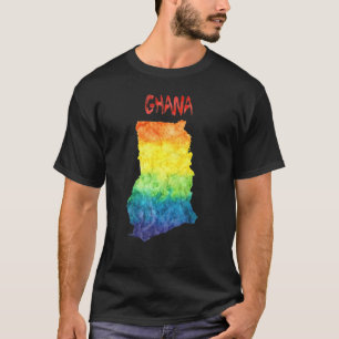 Kleurrijke geïsoleerde Ghana-kaart in waterverf Co T-shirt
