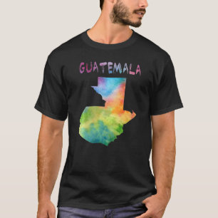 Kleurrijke geïsoleerde Guatemala-kaart in Waterver T-shirt