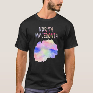 Kleurrijke geïsoleerde kaart van Noord-Macedonië i T-shirt
