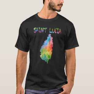 Kleurrijke geïsoleerde Saint Lucia kaart in Waterv T-shirt