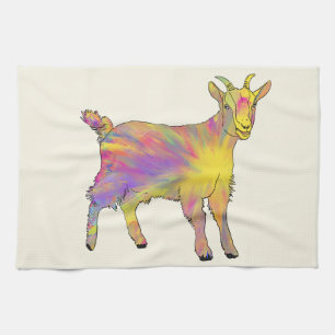 Kleurrijke Geit Schattige Artistieke Funky Grappig Theedoek